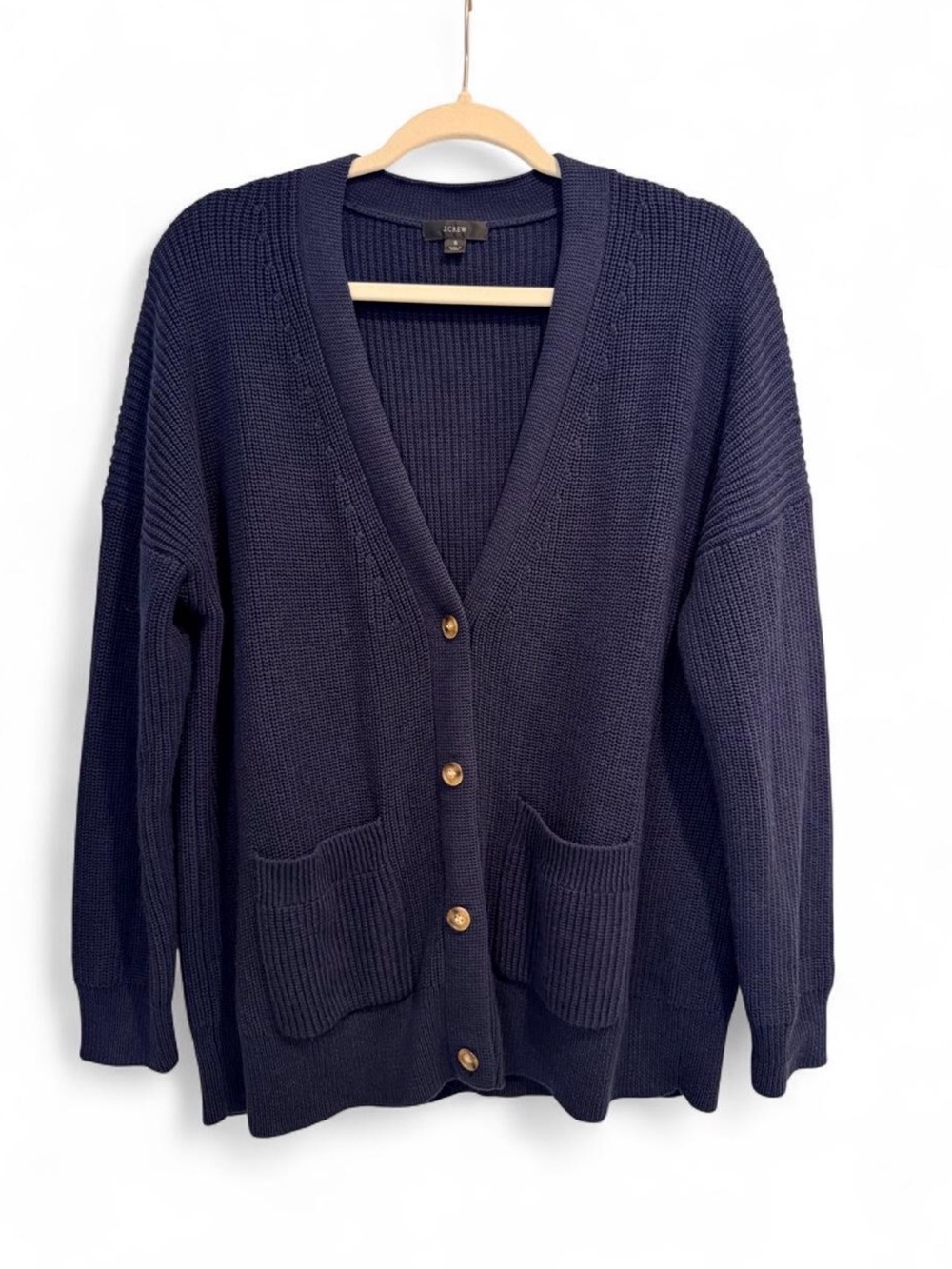 J.Crew Navy Cotton Cashmere Oversized Cardigan Sweater Size Small